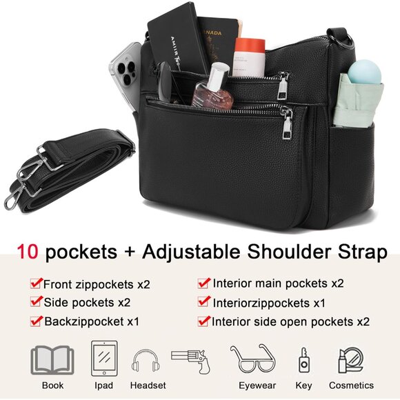 Elegant Vegan Leather Crossbody Bag for Women - Stylish & Functional Design - Picture 6 of 7